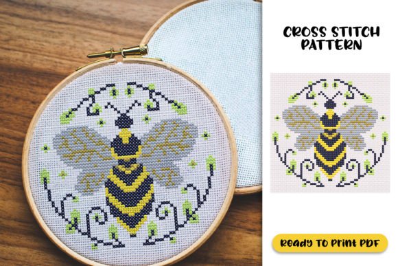 Bee with Floral Cross Stitch Pattern Review
