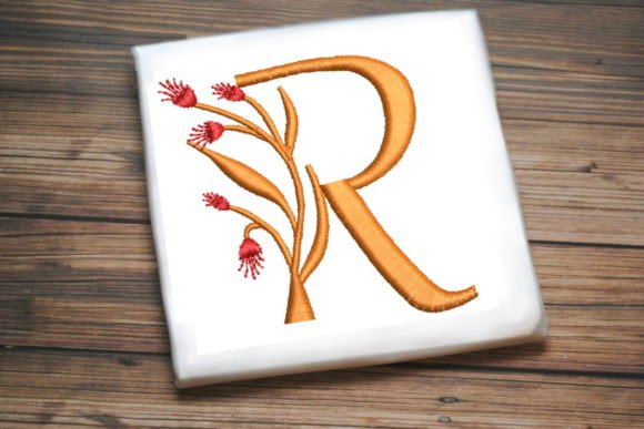 Floral Monogram Letter R: Elegant Red Bloom Design