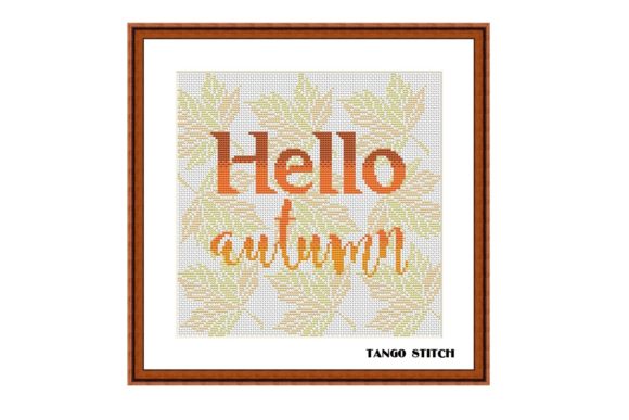 Hello Autumn Typography Cross Stitch for Apparel